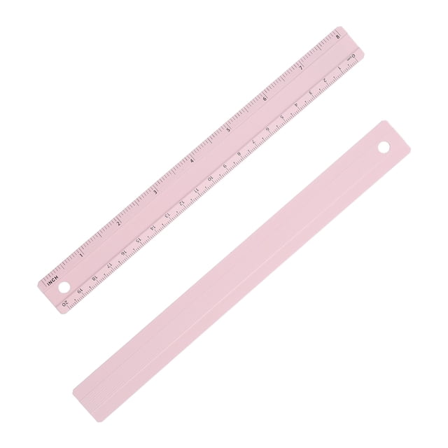 Regla de metal rosa Uxcell de 7.9'' 2 piezas regla métrica de aleación de aluminio con pulgadas y centímetros medición de precisión rosa