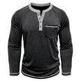 thumbnail image 6 of USNSM Men's Henley Long Sleeve T-Shirt Stretch Cotton Casual Pullover Tee Lightweight Breathable Shirts with Pockets Black L, 6 of 8