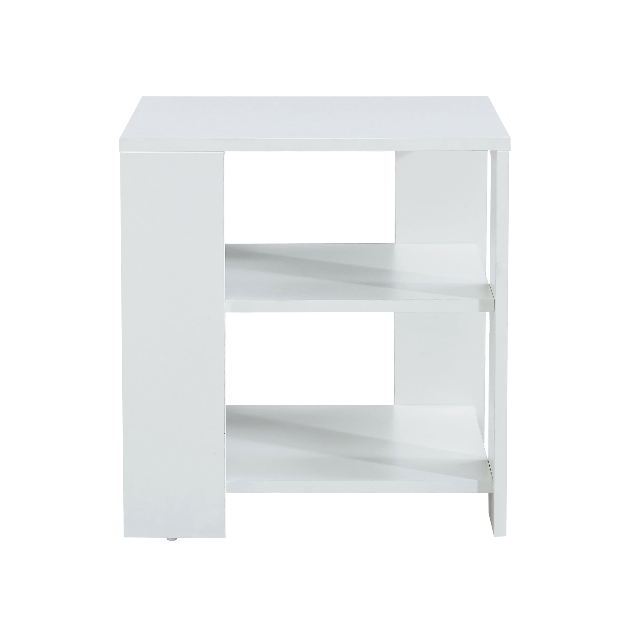 Kadyn End Table, Square Side Table Modern Night Stand with 2-Tier Storage Shelf, Living Room Small Coffee Table, Wood Finish Bedside Table for Bedroom, White Kadyn End Table, Square Side Table Modern Night Stand with 2-Tier Storage Shelf, Living Room Small Coffee Table, Wood Finish Bedside Table for Bedroom, White