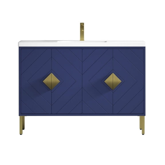 Tennant Brand 48" Modern Style Navy Blue Bathroom Vanity with Acrylic Top