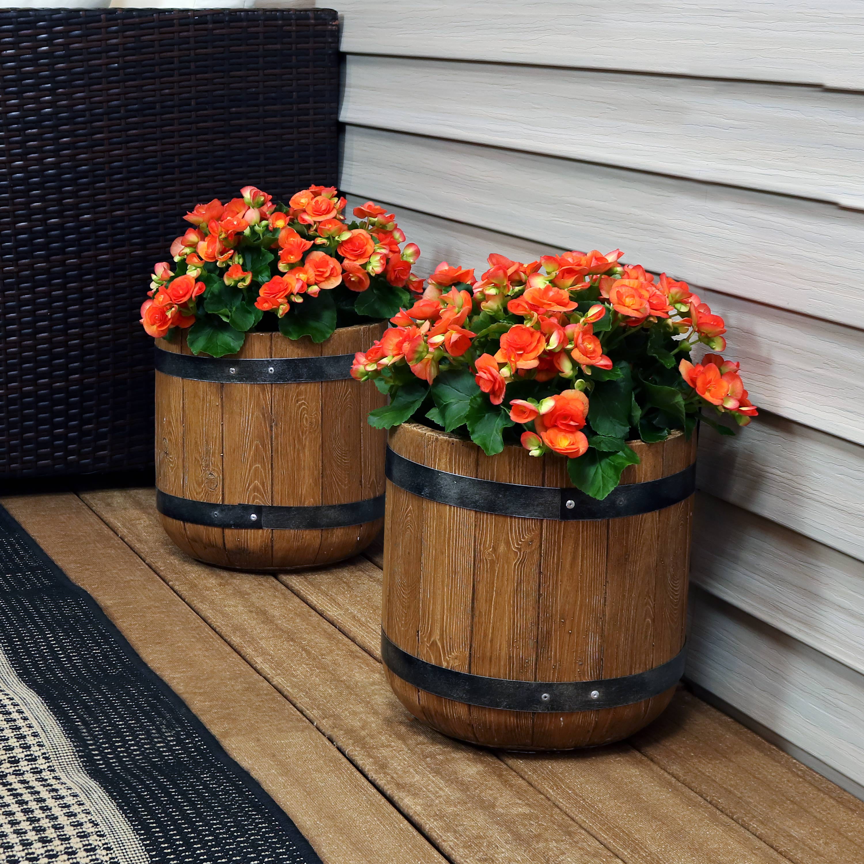 Sunnydaze Residency Fiber Clay Indoor/Outdoor Modern Planter Set of 2-12" 