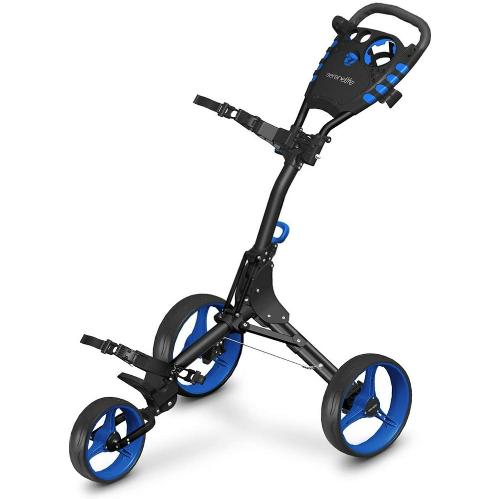 SereneLife SLG3W Foldable 3Wheel Golf Push Cart New Deluxe