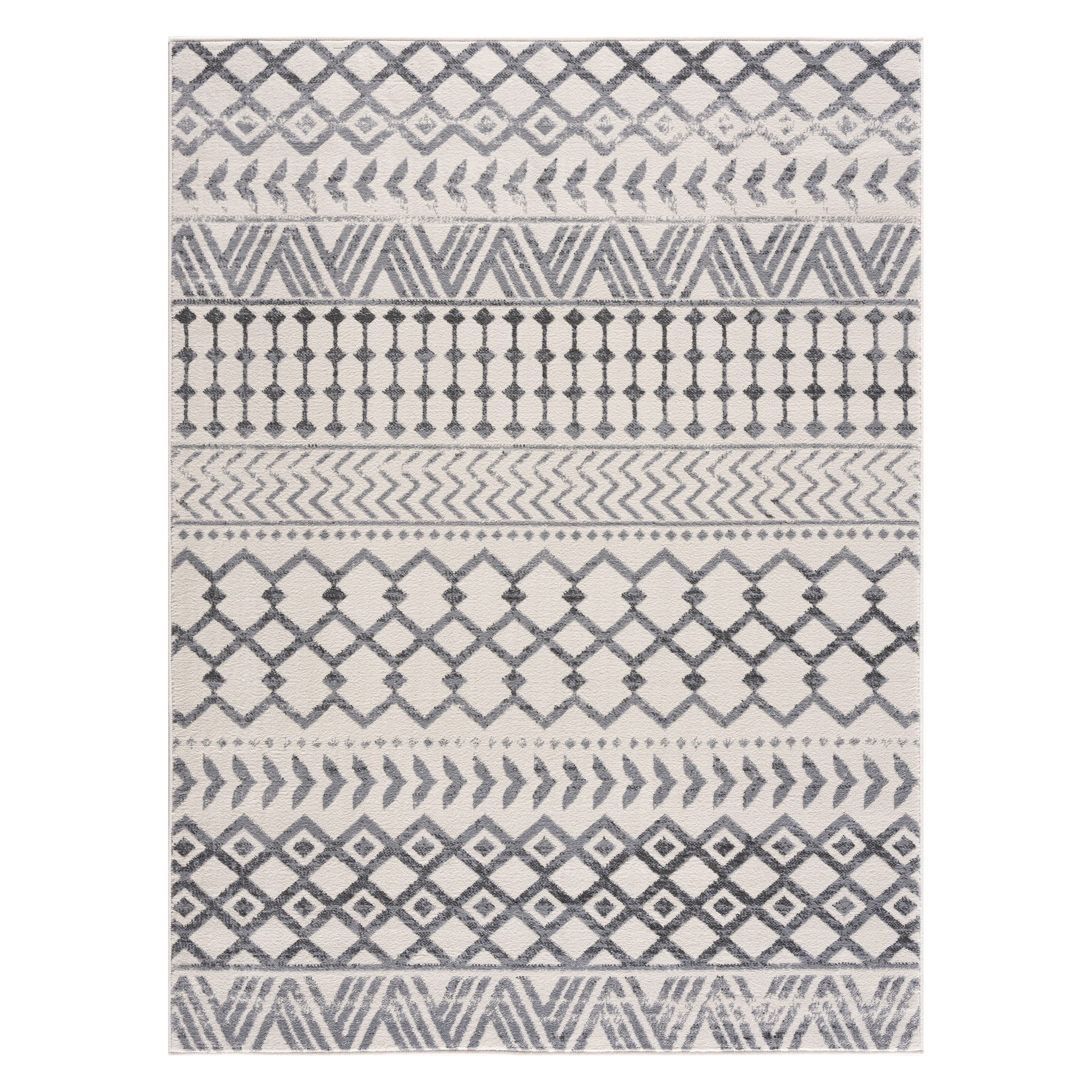 CAMILSON Crystal Grey Area Rug 5'x7' Oval Boho for Living Room Bedroom Dining Room Grey / Cream Indoor Area Rugs