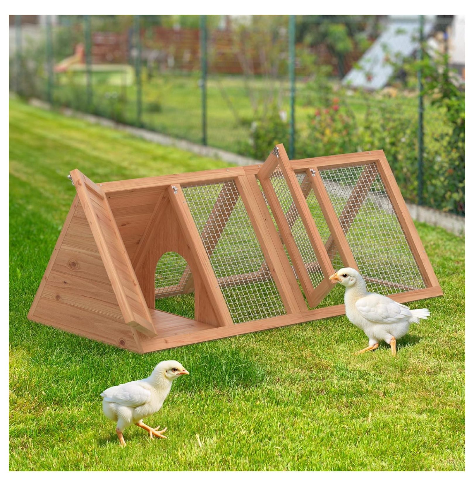 Outdoor Rabbit House Bunny Chicken Coop Wooden Small Animals Quail Cage Hamster Pet Run Cage Poultry Hutch with 2 Doors (46")