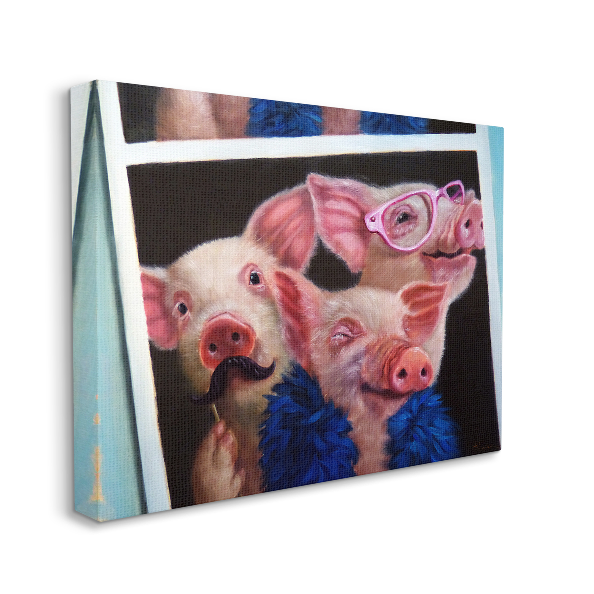 Stupell Industries Three Pigs Triplets Fashion Photo Booth Props Canvas Wall Art, 48 x 36, Design by Lucia Heffernan