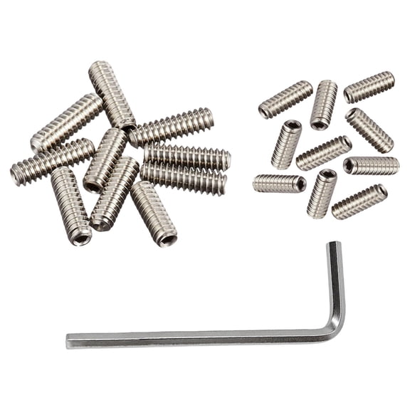 20Pcs Electric Guitar Saddles Bridge Screw with Wrench Stainless Steel Guitar Bridge Saddles Height Adjustment Screws