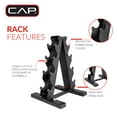 thumbnail image 4 of Cap Barbell 100 lb Cast Iron Hex Dumbbell Weight Set with Rack, Black, 4 of 11