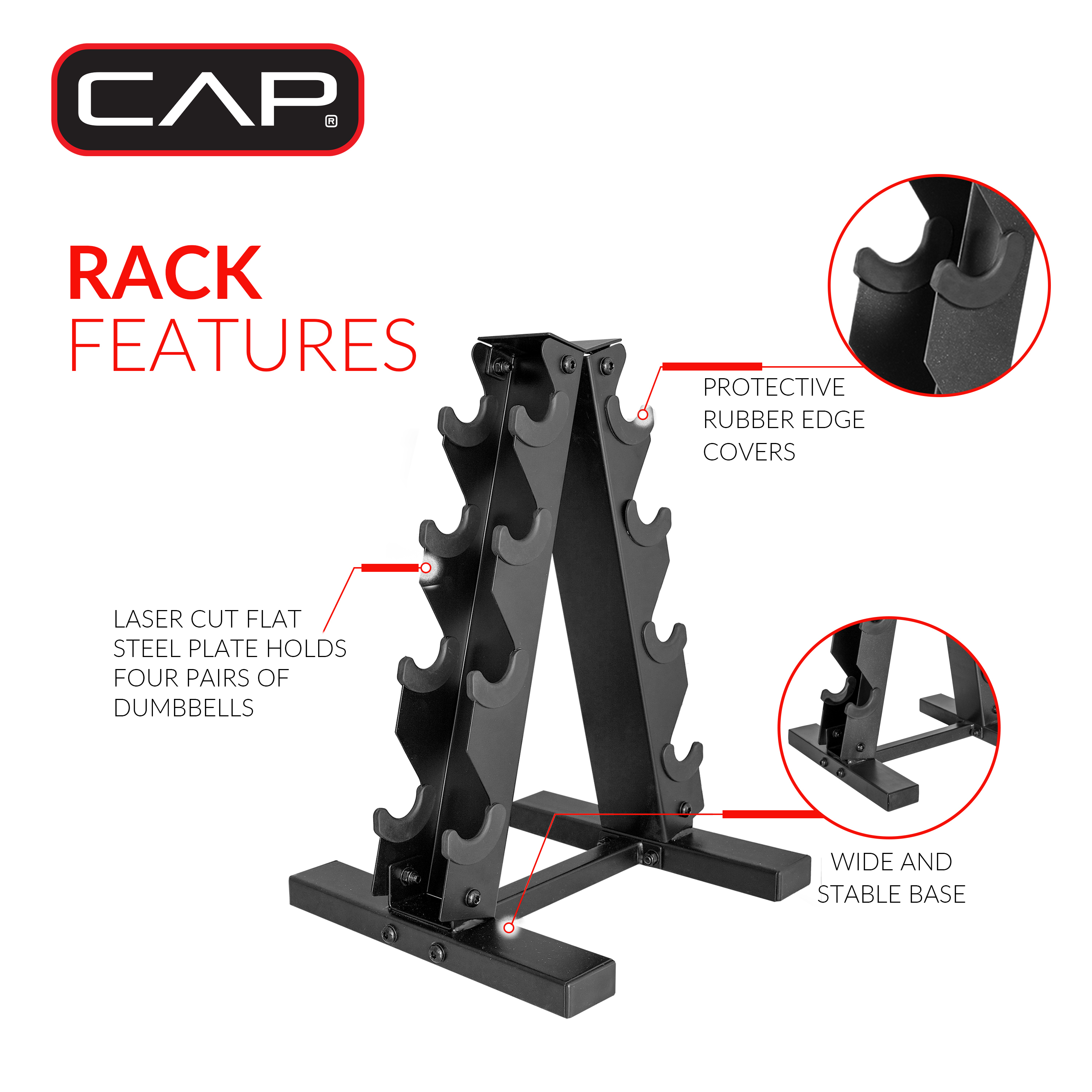 Cap Barbell 100 lb Cast Iron Hex Dumbbell Weight Set with Rack photo 4