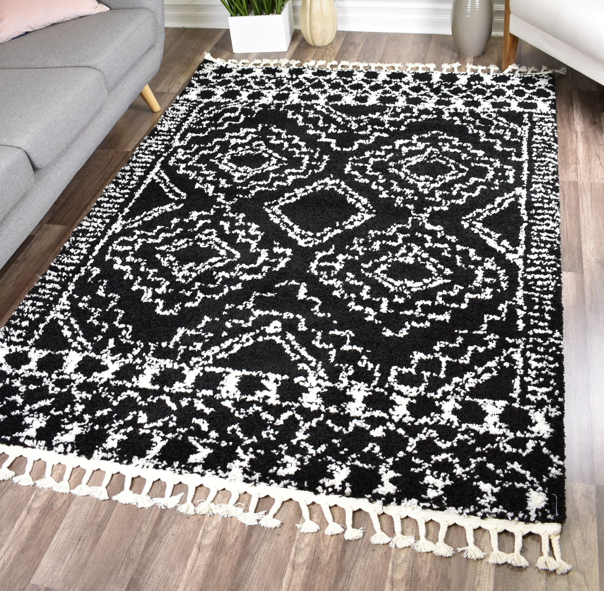Rugs America Moon Collection MS40A Moroccan Tribal Sable Area Rug, 5'0"x7'0"
