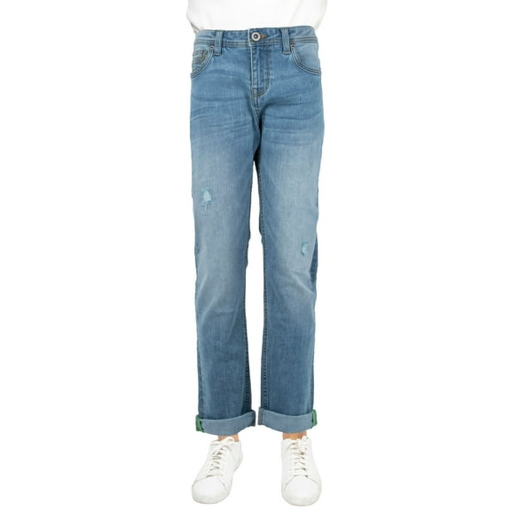 RAW X Boy's RawX Distressed Neon Stitch Jeans, Lt Stone, 14
