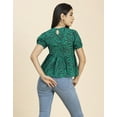 thumbnail image 3 of Moomaya Womens Short Puff Sleeves Peplum Top, V Neck Cotton Crop Top, 3 of 8