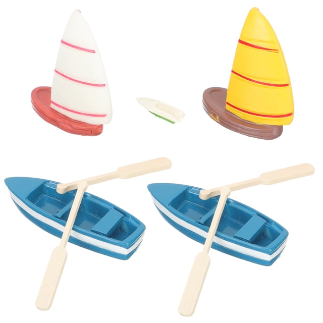 Shisuyan 5pcs Miniature Landscape Decorations Miniature Boats Models Fish Tank Decors