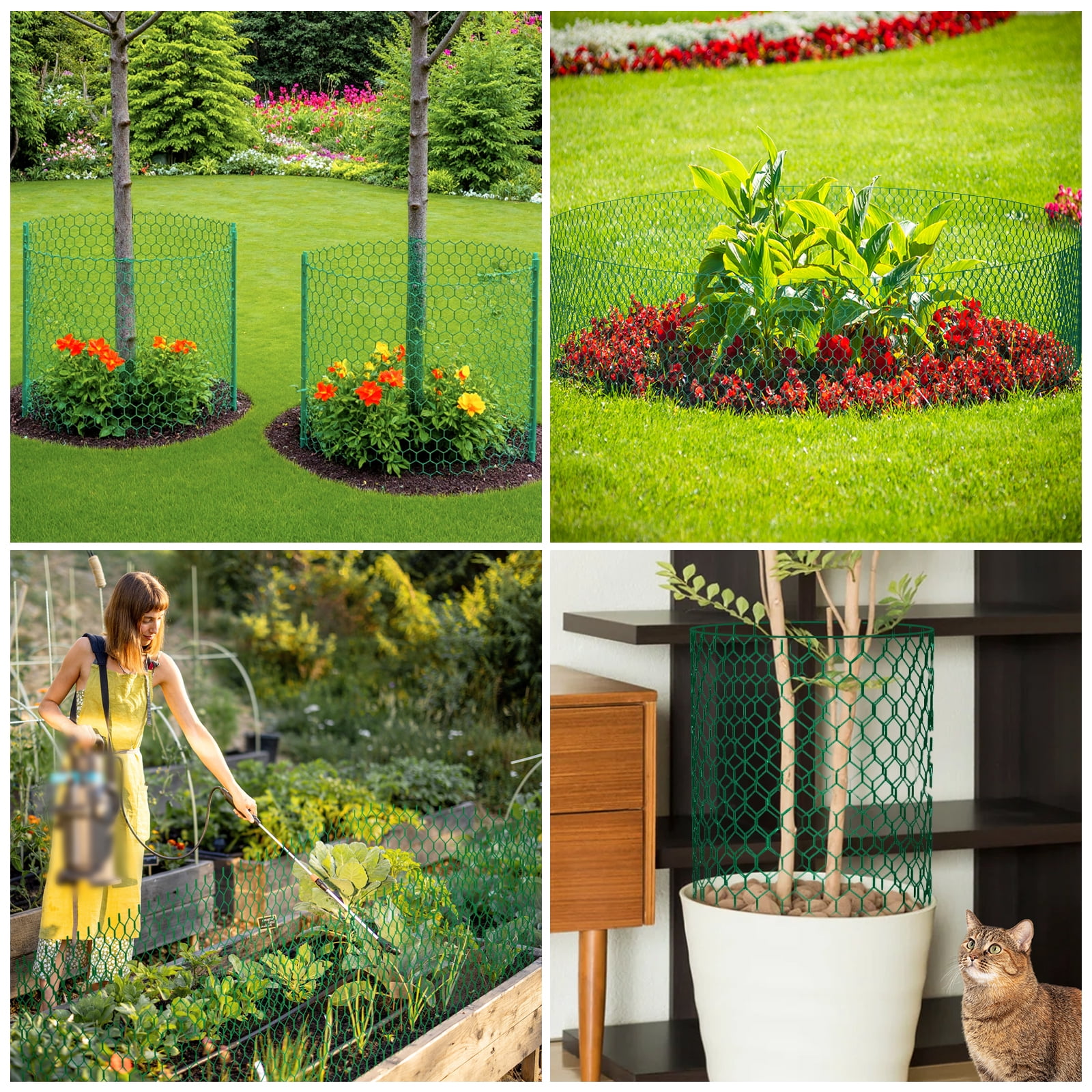 Green Chicken Wire Fencing, 15.7in(H) x 39.4 ft(L) Hexagonal Galvanized PVC Coated Netting Fence for Crafts, Poultry, Garden