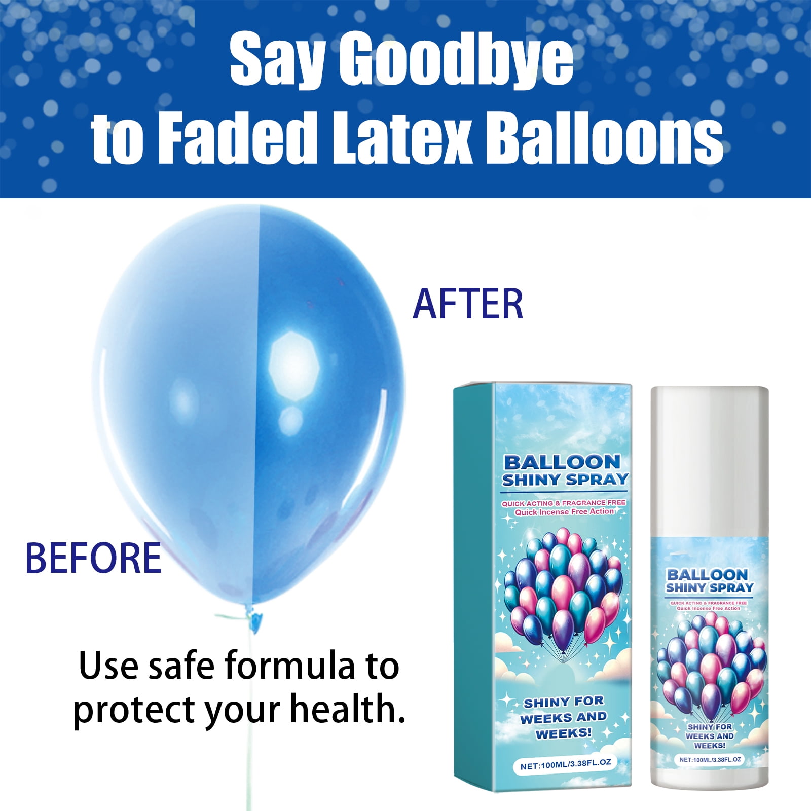 Alvantor High Gloss Balloon Shine Spray for Latex, Waterproof, Long-Lasting 3.38fl.oz