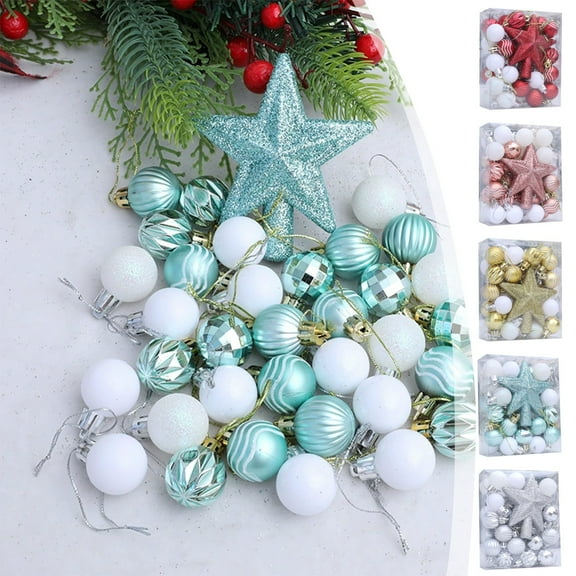 36PCS Christmas Tree Ornaments, Creative Painted Christmas Balls, Holiday Decoration Set, Shiny & Matte Hanging Baubles, Festive Party & Tree Decorations, Gift Box Set