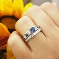 thumbnail image 5 of Dazzlingrock Collection 14K White Diamond And Blue Sapphire Ladies Bridal Engagement Ring Set, White Gold, Size 7.5, 5 of 5