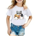 thumbnail image 2 of Tfken Tops For Girls Toddler Size 7-8 Years Short Sleeve Cute Print Summer T-Shirts Breathable White Tee, 2 of 3