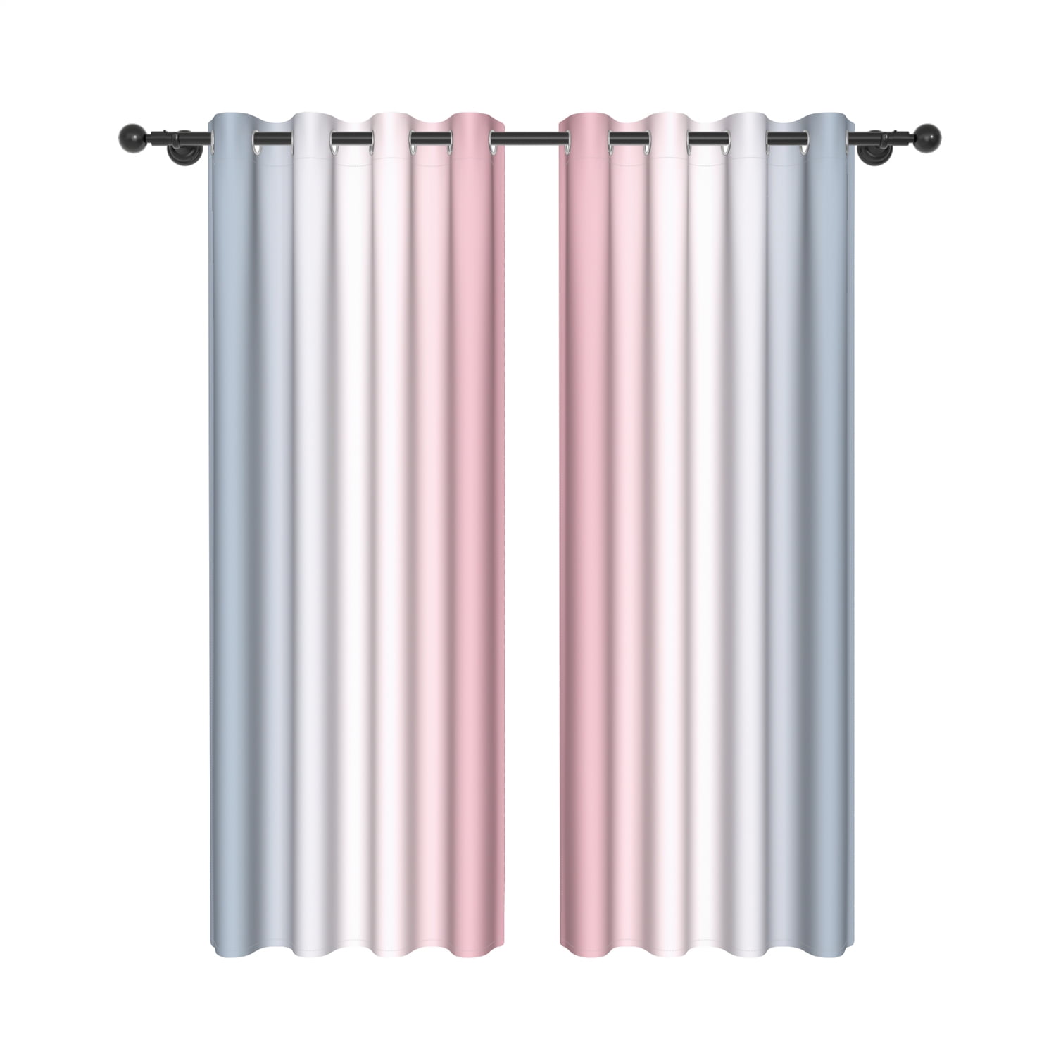 Lfeey Blackout Curtains 96 inch, Thermal Insulated for Kitchen Bedroom, Pink Gray, Set of 2