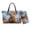 Blue and Brown - Highland Cattle, variant on Starry Cat Print Handbag Set of 2 Women's Large Handbag and Wallet Set Large Leather Satchel Shoulder Bag for Daily Use