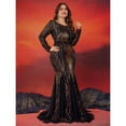 thumbnail image 4 of AURA Plus Size Evening Dress Long Sleeve Slim Fit Fishtail Party Gown Round Neck Zipper Women 0XL–4XL, 4 of 7