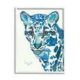 thumbnail image 4 of Stupell Industries Clouded Leopard Collaged Blue Patterns Wildlife Animal Painting White Framed Art Print Wall Art, Design by Lisa Morales, 4 of 5