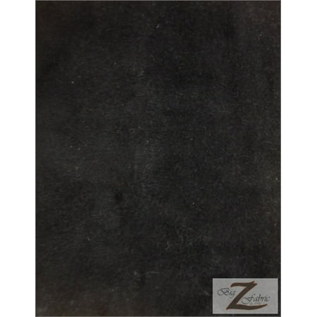Solid Faux Suede - Velboa Faux Fake Fur Solid Short Pile Fabric / Black / Sold By The Yard