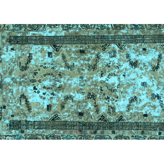 Ahgly Company Indoor Rectangle Abstract Light Blue Modern Area Rugs, 5' x 8'