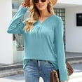 thumbnail image 4 of Womens Long Sleeve V-Neck Loose Sweatshirt Solid Blouse Tops, 4 of 6