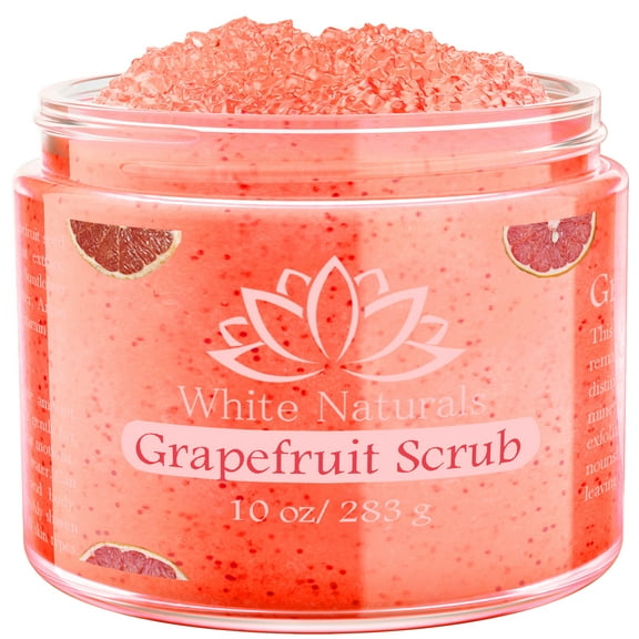 Organic Grapefruit Scrub, Salt Scrub for Smooth & Soft Skin, Great Gift For Women, Natural Face & Body Scrub, Amazing Skin Exfoliator by White Naturals 10 oz