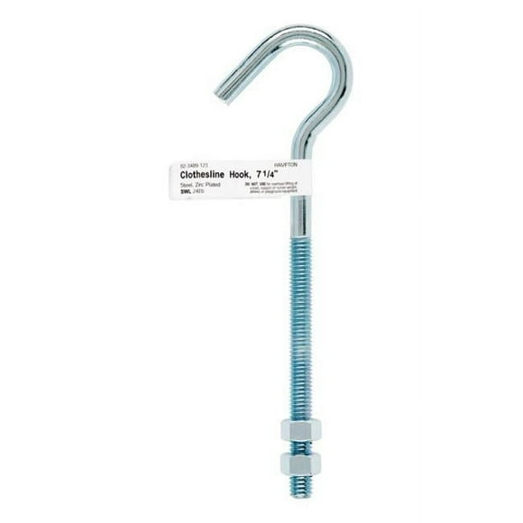 Hampton 02-3489-123 Clothesline Bolt Hook 0.375 x 7.25 in. -