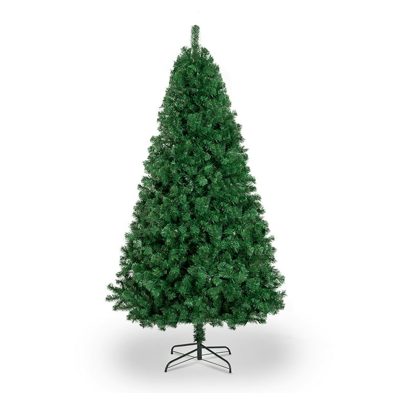 Kadyn 7FT Artificial Christmas Tree Xmas Pine Tree with Solid Metal Legs, Artificial Pre-Lit Slim Christmas Tree Perfect for Indoor and Outdoor Holiday Decoration, Green