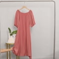 thumbnail image 2 of Avtoify Short Sleeve Round Neck Solid Color Nightgown Loose Bathrobe Home Wear Nightgown Womens Lounge Set, 2 of 10
