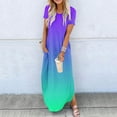 thumbnail image 2 of JINMGG Summer Dresses 2024, Dresses for Women 2024 Women's Dresses Summer Casual Rounk Neck Short Sleeve Pockets Printing Long Dress Purple L, 2 of 5