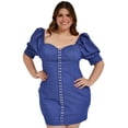 thumbnail image 1 of Vestido mini de mezclilla L'ATISTE Tallas Extras 51827 azul 38, 1 of 6