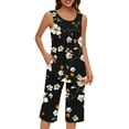 thumbnail image 3 of QATAINLAV Women Pajamas Set Sleeveless Tank Top and Capri Pants with Pockets 2 Piece Outfits Soft Comfy Sleepwear Lounge Sets Black XXL, 3 of 8