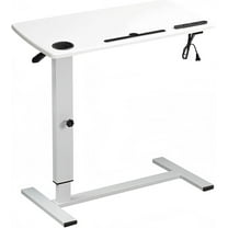Overbed Table with Wheels, Mobile Standing Table Rolling Laptop Table, Adjustable Height Hospital Bed Table with Cup Holder, USB Port and PAD Slot