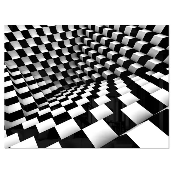 Designart 'Optical Black and White Pattern ' Abstract Metal Wall Art