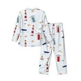 thumbnail image 2 of Kll Nautical Lighthouse Sailboat Sleepwear Mens Flannel Pajamas,Long Cotton Pj Set, 2 of 9
