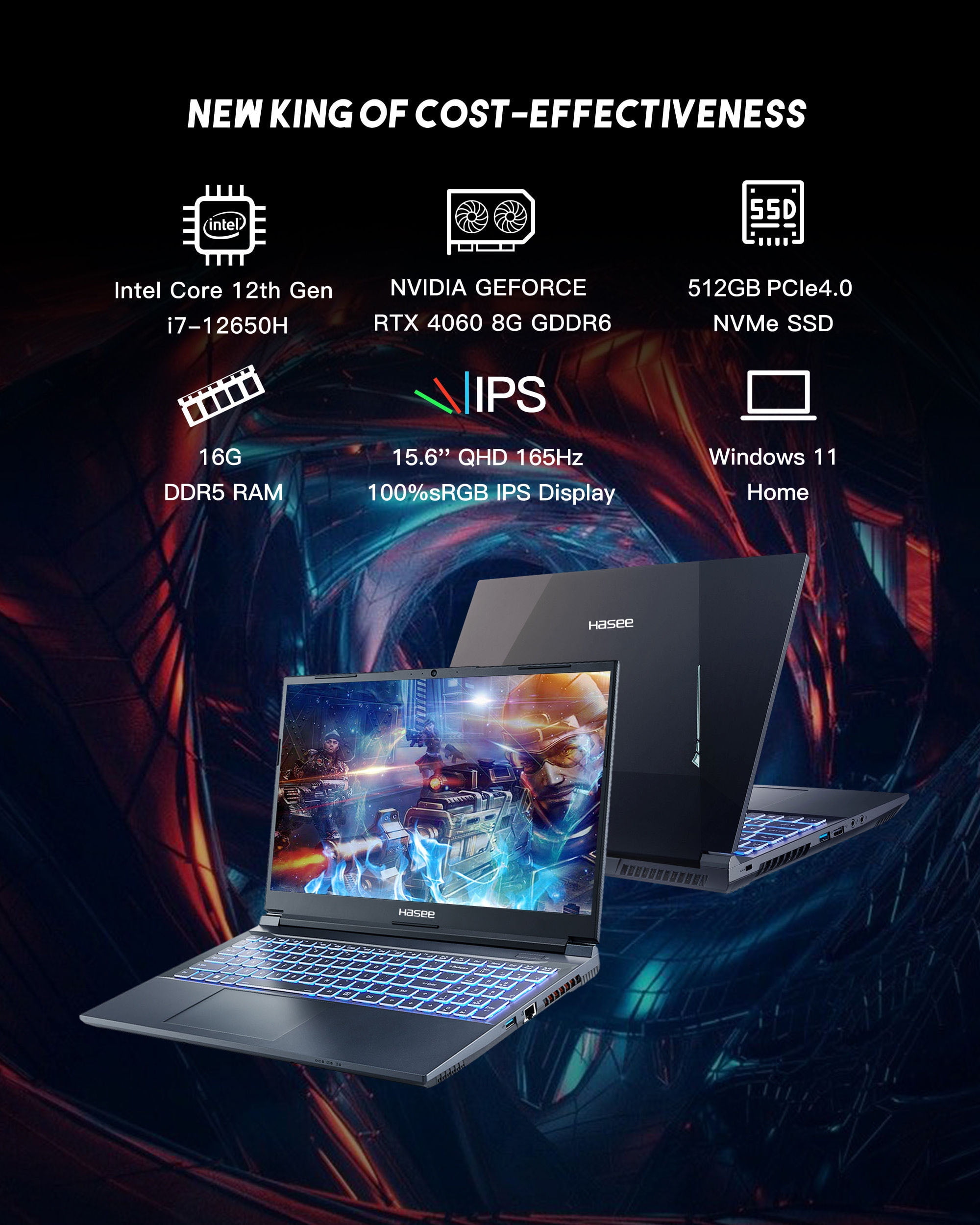 Hasee Z8 (15.6'', i7-12650H, RTX4060), Gaming Laptop, i7 Hasee Z8 (15.6'', i7-12650H, RTX4060), Gaming Laptop, i7
