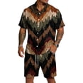 thumbnail image 2 of Men's 2 Piece Summer Outfits Texture Pattern Short Sleeve Shirt and Shorts Matching Set for Beach Cruise Resort Vacation, 2 of 6
