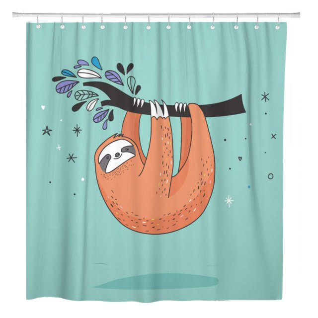 Cortina de Baño ABPHQTO con diseño de Perezoso en un árbol 150x180 cm