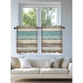thumbnail image 4 of Farmhouse Blue Grey Brown Tier Curtains 36 Inch Length, Sheer Curtains for Bedroom Living Room Window Vintage Ombre Wooden Rod Pocket Drapes Kitchen Curtains Small Half Window 27.5"x36" 2 Panels, 4 of 6