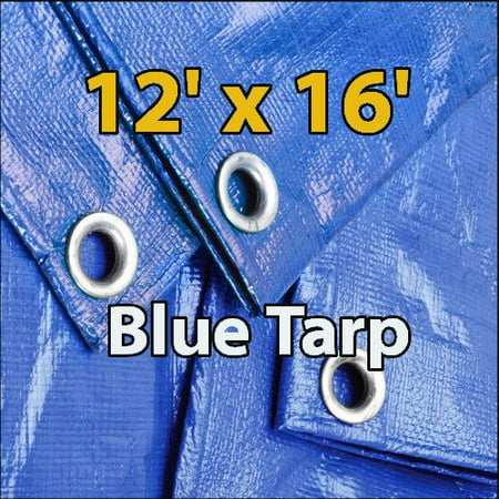 12'x16' Blue Waterproof Poly Tarp for Camping Hiking Backpacking Tent Shelter Shade Canopy Etc. by Super