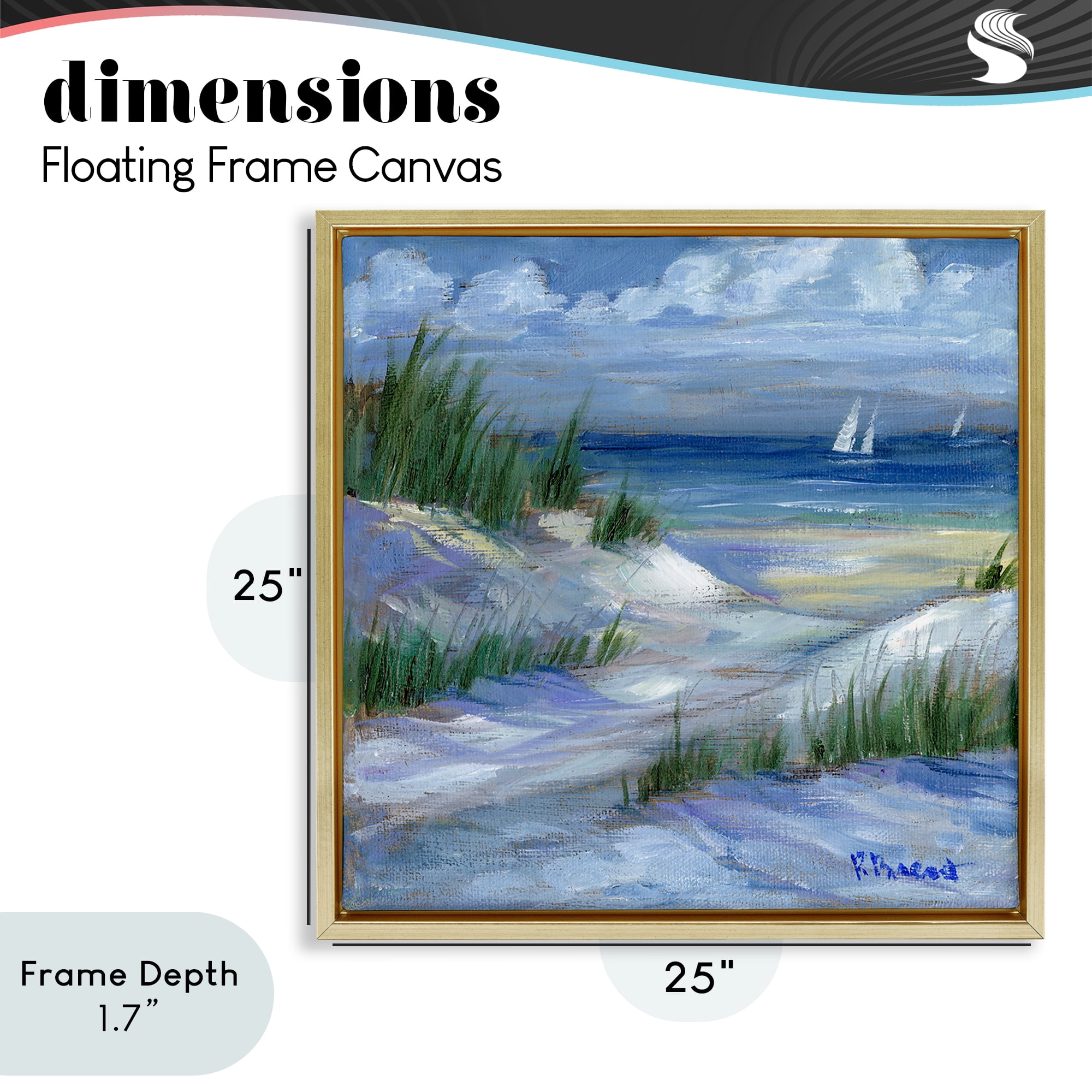 Stupell Industries Crooked Island Dunes & Sailboats Gold Framed Floater Canvas Wall Art, design by Paul Brent