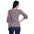 thumbnail image 4 of Moomaya Sexy 3 /4Th Sleeve Tops Women Printed Ruffle Shirt Women Summer T-Shirt, 4 of 5