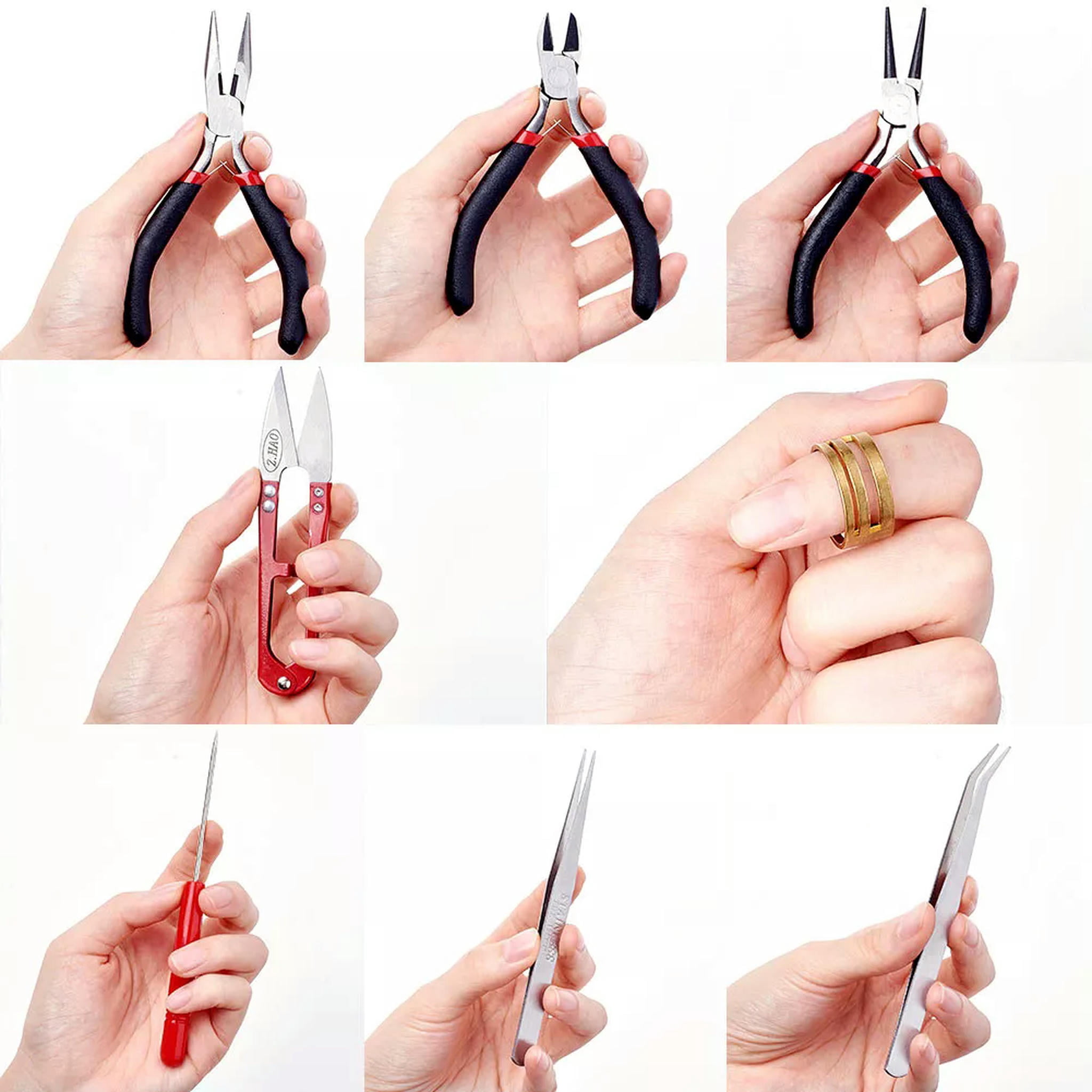 U8MO 8pc/Set Professional Beading Jewelry Tool Kits Pliers Cutter Scissor Tweezer Awl