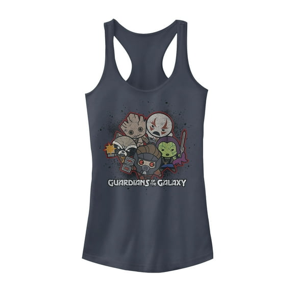 Junior's Marvel Guardians of the Galaxy Kawaii Racerback Tank Top Indigo Large