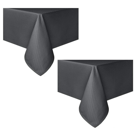 Tektrum 2 Pack 60 X 120 inch 60"X120" Rectangular Elegant Waffle Weave Check Jacquard Tablecloth Table Cover - Waterproof/Stain Resistant/Spill Proof/Wrinkle Free - Great for Dinner, Parties (Charcoal)