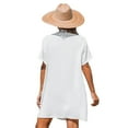 thumbnail image 2 of CUPSHE Women's V Neck Cover Up Dress Short Sleeve Semi-sheer Beach Mini Dress, 2 of 4