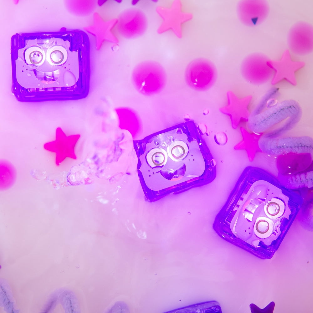 Glo Pals Light-Up Sensory Water Cubes - Purple (Set of 4) for Ages 3 and Up